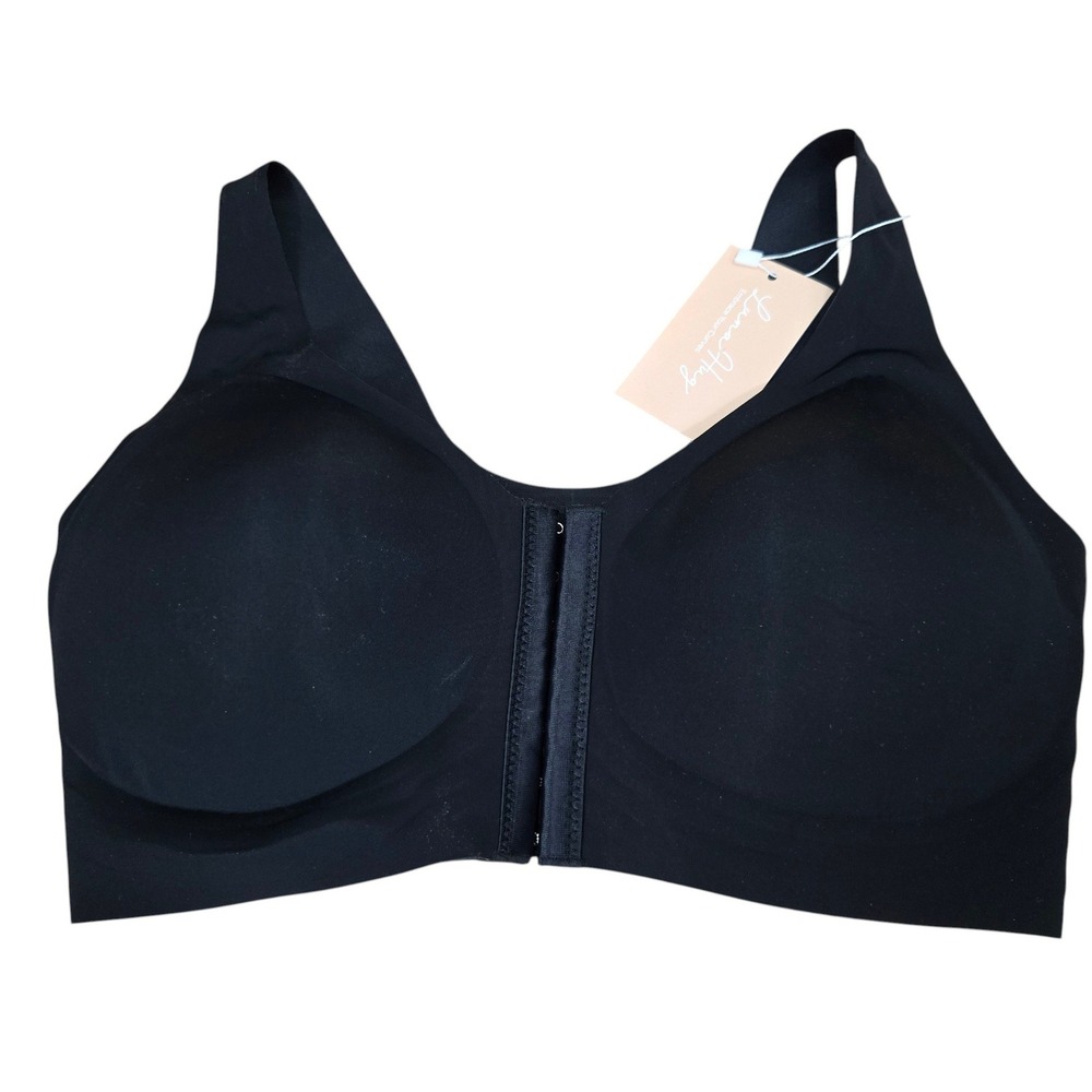 NEW Luna Hug Wireless Front Closure Bra Womens Size M Black Posture Support
